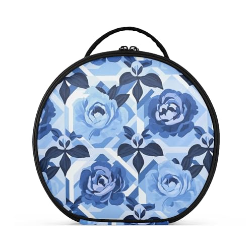 Peony Glory Kosmetiktasche, vertikal, freistehend, leicht, Kosmetiktasche für Damen, mit verstellbaren Trennwänden, 27,9 cm, Blau von tplaotee