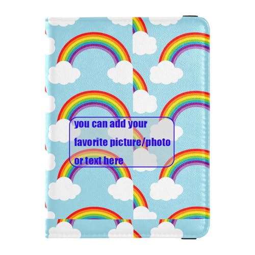 Rainbow Cloud Reisepasshülle aus Leder, personalisierbar, für Ausweis, Impfkarte, Geldbörse, leicht, Rainbow Cloud, 1 size von tplaotee