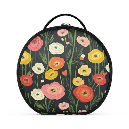 Ranunculus Kosmetiktasche mit Fächern und Griff, tragbare Kosmetiktasche für Geldbörse, mit verstellbaren Trennwänden, 27,9 cm von tplaotee