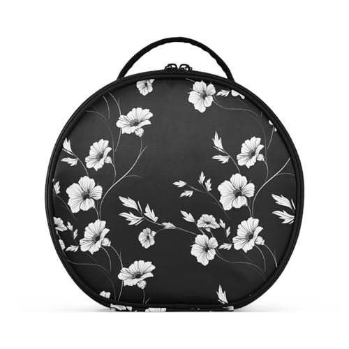 Reisetasche mit Blumen-Silhouette, Reisegröße, Zubehör, leichte Kosmetiktasche für Damen, mit verstellbaren Trennwänden, 27,9 cm von tplaotee
