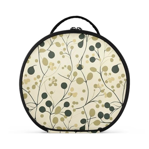 Reisetasche mit Blumenmuster, Olivgrün und Sand, vertikal, freistehend, Kosmetiktasche für Damen, mit verstellbaren Trennwänden, 27,9 cm von tplaotee
