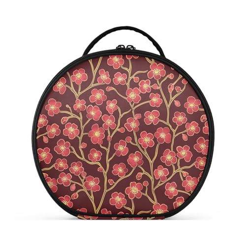 Reisetasche mit Fächern und Griff, Kosmetiktasche für Damen, mit verstellbaren Trennwänden, 27,9 cm, Rot / Braun von tplaotee