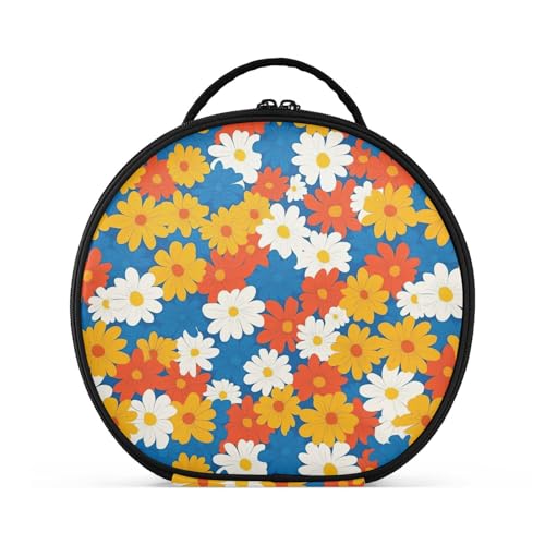 Reisetasche mit Gänseblümchen-Motiv, Reisegröße, Zubehör, leichte Make-up-Tasche für Damen, mit verstellbaren Trennwänden, 27,9 cm von tplaotee