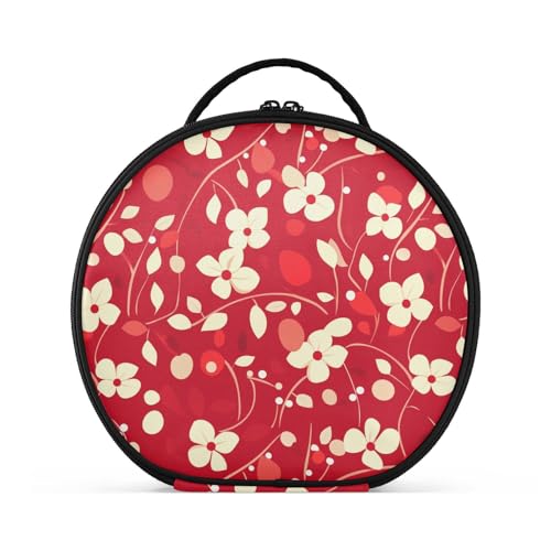 Reisetasche mit Osterblumen, Kirschrot, Reisegröße, Zubehör, stilvolle Kosmetiktasche für Geldbörse mit verstellbaren Trennwänden, 27,9 cm von tplaotee