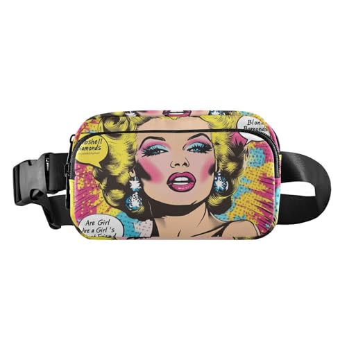 Retro 80er Jahre Damen Mode Bauchtasche Hüfttasche für Damen Herren Teenager Wasserabweisende Sling Brusttasche mit verstellbarem Gurt für Reisen, Fitnessstudio, Arbeit von tplaotee