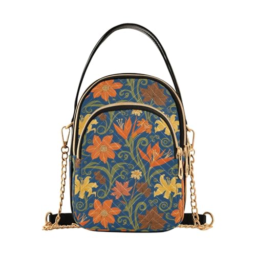Retro Orange Lilien Blumen trendige Leder Crossbody Geldbörse mit mehreren Taschen Handtasche für Geburtstagsgeschenke von tplaotee