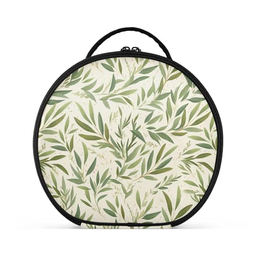 Safari Green Rosmarin Leaves Pattern Beigoiletry Bags Vertical Free-Standing Waterproof Cosmetic Bag for Women with Adjustable Dividers 27.9 cm von tplaotee