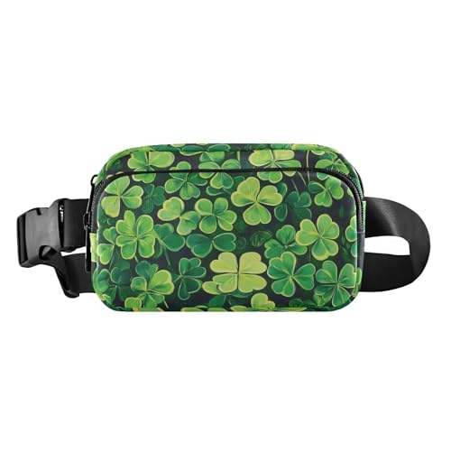 Saint Patrick Gürteltasche mit grünen Blättern, trendige Bauchtasche für Damen, Herren, Teenager, wasserabweisend, Umhängetasche mit verstellbarem Riemen für Radfahren, Wandern, Fitnessstudio von tplaotee