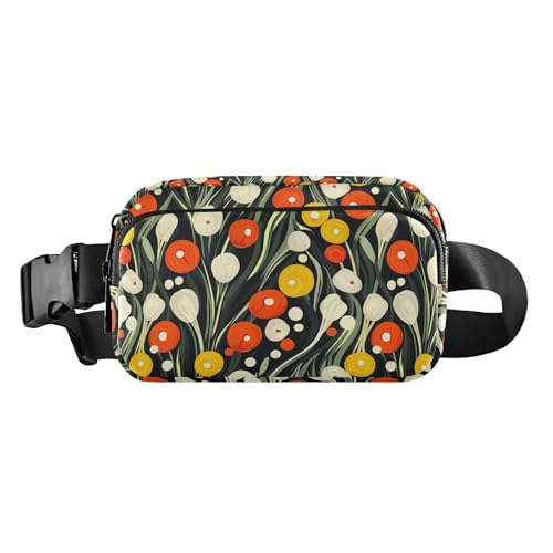 Scallions Mini-Brusttasche mit Blumenmuster, französischer Kunst, Cartoon-Stil, niedliche Bauchtasche für Männer und Frauen, Mini-Schlinge, Brusttasche mit verstellbarem Gurt, für Einkaufen, Sport von tplaotee