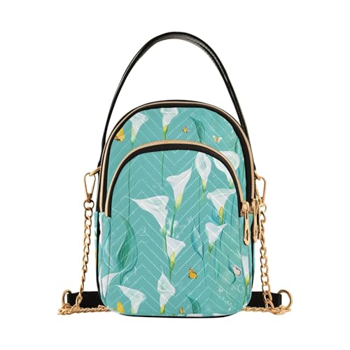 Schicke Calla Lilie türkise Blumen trendige Umhängetasche für Damen mit mehreren Taschen Handtasche für die Arbeit von tplaotee
