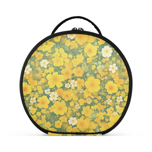 Schöne Make-up-Tasche mit Fächern und Griff, leichte Make-up-Tasche für Damen, mit verstellbaren Trennwänden, 27,9 cm, Gelb Schöne Make-up-Tasche mit Fächern und Griff, leichte Make-up-Tasche für Damen, mit verstellbaren Trennwänden, 27,9 cm, Gelb von tplaotee