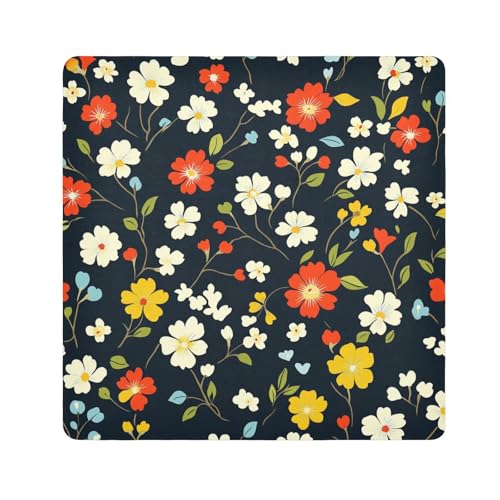 Schwarze kleine Blumen, magische selbstklebende Reisetaschen, Stoff, Kulturbeutel, Organizer, Reiseverpackung, Kameralinse, Tuch, Kosmetik-Organizer für Reisen, Größe 55,1 x 55,1 cm von tplaotee