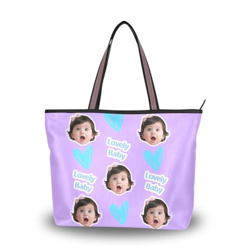 Seidenstoff-Tragetasche mit Reißverschluss, Sommerküken, individuelles Bild auf Handtaschen für Damen, Leder (Senario), Größe 40 x 29 cm, Violett von tplaotee