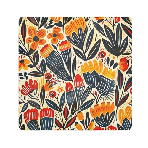 Selbstklebende Kosmetiktasche mit buntem Blumenmotiv für Kosmetikartikel, Make-up-Organizer, für Kameralinsen, Größe 55,1 x 55,1 cm von tplaotee