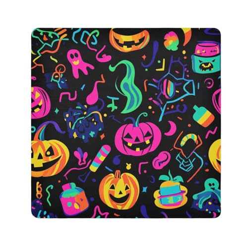 Selbstklebende Kulturbeutel mit leuchtenden Umrissen, Halloween-Design, Stoff-Organizer, für Kamera, Objektiv, Organizer, Tasche für Damen, Größe 55,1 x 55,1 cm von tplaotee