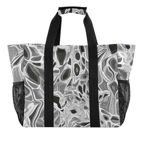 Silver Acid Fluid Utility Tote Bags Groceries Reusable Bags Foldable Beach Bag Sandproof Canvas Car Tote von tplaotee