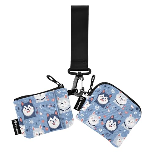 Simple Cute Dogs Blue Damen Münzgeldbörse Kartenhalter Mini Mode Frauen Kreditkartenetui Münzbörse mit Reißverschlusstasche für Männer 2 Stück, Simple Cute Dogs Blue, 1 size, Art Deco von tplaotee