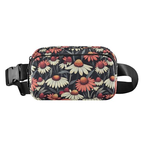 Sonnenhut Vintage Blume Cartoon Stil Trendy Crossbody Tasche Hüfttaschen für Damen Herren Teenager Große Kapazität Croose Body Geldbörse mit verstellbarem Gurt für Reisen Fitnessstudio Arbeit von tplaotee