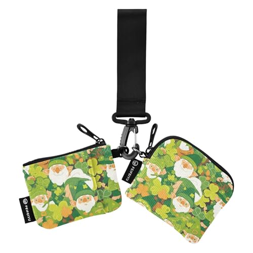 St Cute Green Gnomes Damen Dual Wallets Busniess Kartenetuis Dünn Flach Reißverschluss Geldbörse Münztasche mit Reißverschluss Münzfach für Männer 2 Packungen, Niedliche grüne Zwerge, 1 size, Art Deco von tplaotee