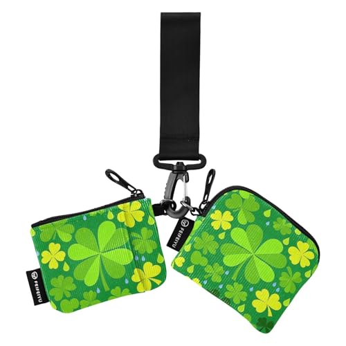 St. Patrick's Clover Green Damen Geldbörsen Kartenetuis Slim Abnehmbare Münzgeldbörse Kleingeldhalter mit Handgelenkschlaufe für Arbeit Reisen 2 Stück, St. Patrick's Clover grün, 1 size, Art Deco von tplaotee