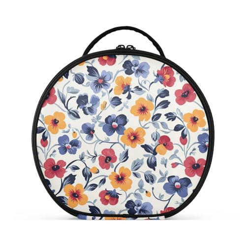 Stiefmütterchen Kosmetiktasche im Landhausstil, mit Fächern und Griff, wasserdichte Reise-Kosmetiktasche für Damen, mit verstellbaren Trennwänden, 27,9 cm von tplaotee