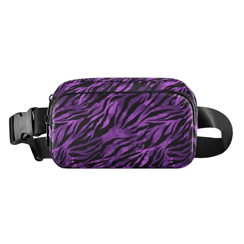 Stilvolle Umhängetasche für Damen, Herren, Teenager, Mehrzweck-Bauchtasche mit verstellbarem Gurt, für Reisen, Laufen, Wandern, Violett / Schwarz von tplaotee