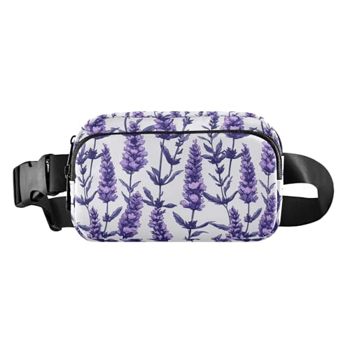 Stilvolle Umhängetasche für Damen, Herren, Teenager, Mini-Umhängetasche, Sporttasche mit verstellbarem Riemen, für Reisen, Fitnessstudio, Arbeit, Lila mit Lavendelblüten von tplaotee