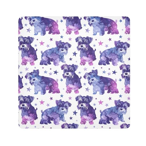 Style Schnauzer Sterne Lavendel tragbare Kosmetiktasche, Reise-Kulturbeutel, Organizer, Verpackung, Kameralinse, Tuch für Toilettenartikel, Größe 55,1 x 55,1 cm von tplaotee