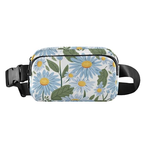 Süße blaue Gänseblümchen und Blumen, modische Umhängetasche, Hüfttasche für Damen und Herren, Mehrzweck-Crossbody-Tasche mit verstellbarem Riemen für Einkaufen, Sport, Arbeit von tplaotee