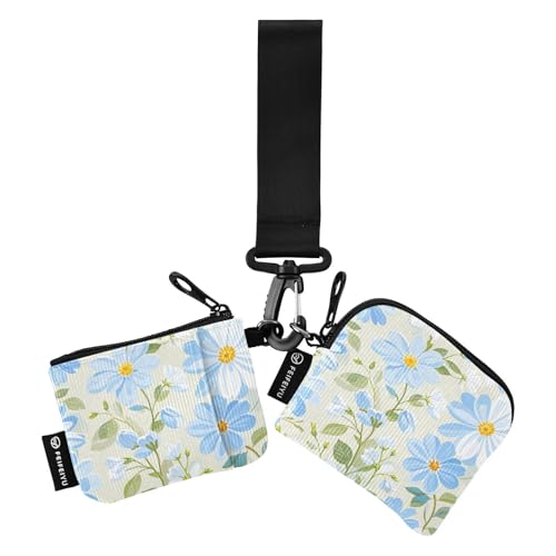 Summer Fresh Blue Daisies Damen Kartenetuis Kleingeldhalter Slim Portable Kreditkartenetui mit Reißverschluss Münzfach für Arbeit Reisen 2 Packungen, Sommerfrische blaue Gänseblümchen, 1 size, Art von tplaotee