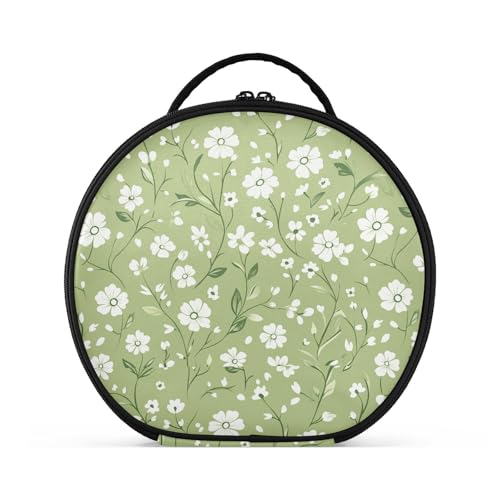 Summer Green Kulturbeutel mit kleinen Blumen, vertikal, freistehend, tragbar, Make-up-Tasche für Damen, mit verstellbaren Trennwänden, 27,9 cm von tplaotee