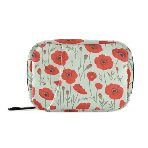 Tablettenbeutel für Ölgemälde mit Mohnblumen, mit abnehmbaren Fächern, tragbar, für Reisen von tplaotee