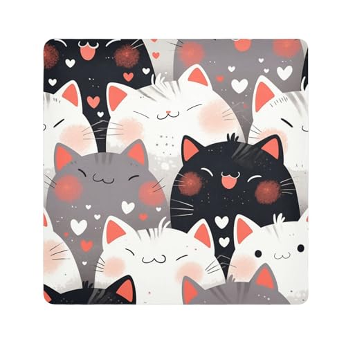 Tragbare Make-up-Tasche mit Cartoon-Katzen-Motiv, Reise-Kulturbeutel, Organizer, Wickeltasche, Kamera-Objektivtuch, Wickeltuch für Damen, Größe 55,1 x 55,1 cm von tplaotee