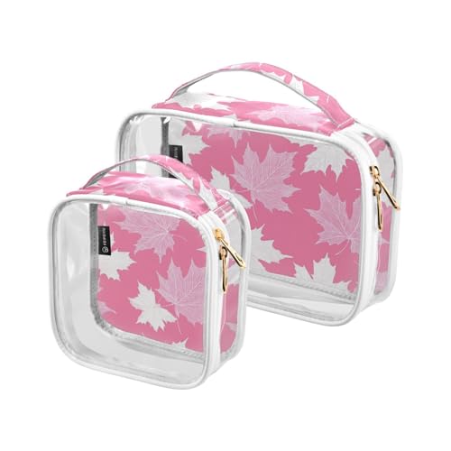 Transparente Kulturbeutel für Reisen, TSA-geprüft, Pfirsichahorn, weiße Silhouette, transparente Kosmetiktaschen für Damen, Reise-Set, Rasierutensilien, 2 Stück von tplaotee