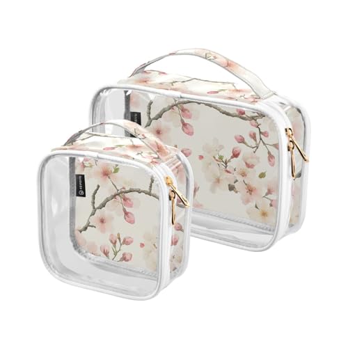 Transparente dekorative Kulturbeutel zum Aufhängen, TSA-geprüft, japanische Kirschblüte, Schönheit, Sommerblumen, wiederverwendbar, große Kosmetiktaschen für Damen, Reisen, unverzichtbar, Para von tplaotee