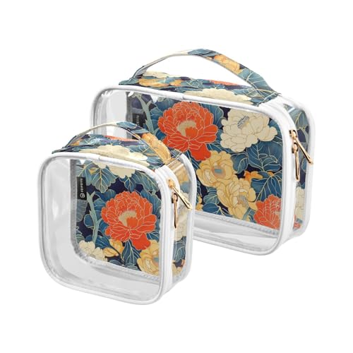 Transparente dekorative Make-up-Taschen für Damen, TSA-genehmigt, bunt, Wasserlilie, wasserdicht, Reise-Kosmetiktaschen für Frauen, Reisen, Essential de maquillaje von tplaotee