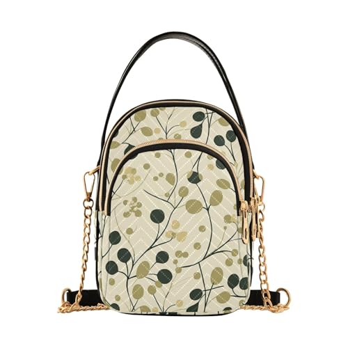 Trendige Damen-Umhängetasche mit Blumenmuster in Olivgrün und Sand, mit mehreren Taschen, Handtasche für Damen von tplaotee