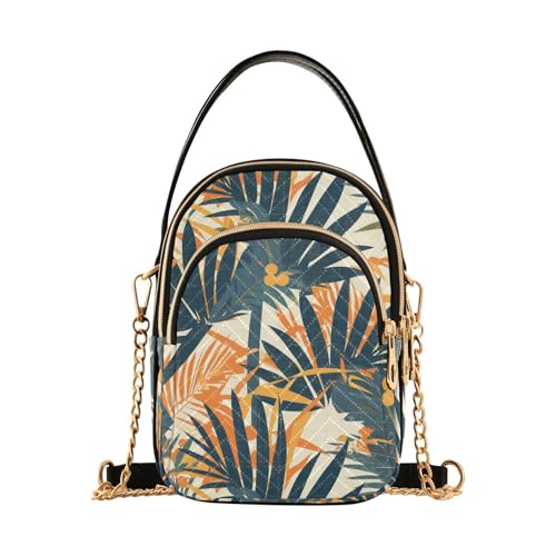 Trendige Umhängetasche für Damen im tropischen Stil, grau-orangefarbene Blätter, mit mehreren Taschen, für den Herbst Trendige Umhängetasche für Damen im tropischen Stil, grau-orangefarbene Blätter, mit mehreren Taschen, für den Herbst von tplaotee