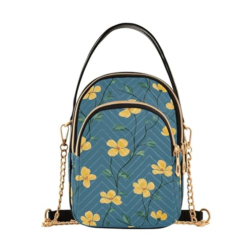 Trendige Umhängetasche für Herren mit mehreren Taschen, gelbe Blumen und blauer Hintergrund Trendige Umhängetasche für Herren mit mehreren Taschen, gelbe Blumen und blauer Hintergrund von tplaotee
