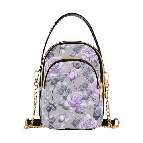 Trendige Umhängetasche mit Samtband, Lila und Silbergrau, mit mehreren Taschen, für Damen zum Laufen Trendige Umhängetasche mit Samtband, Lila und Silbergrau, mit mehreren Taschen, für Damen zum Laufen von tplaotee