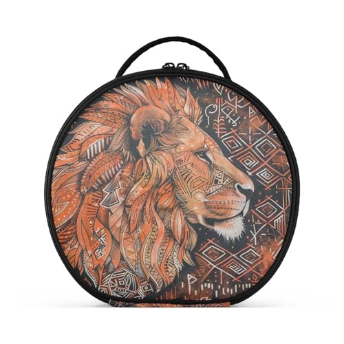 Tribal Anima Lion Kosmetiktasche mit Fächern und Griff, wasserdichte Kosmetiktasche für Damen, mit verstellbaren Trennwänden, 27,9 cm von tplaotee