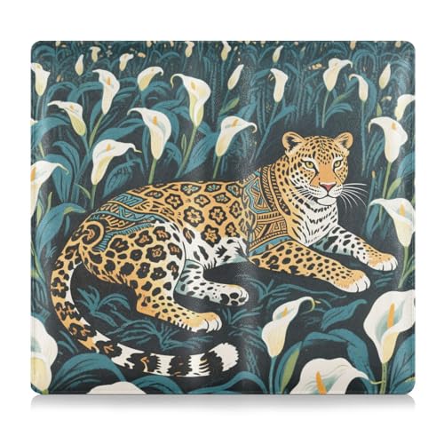 Tribal Style Leopard White Calla Lily Premium Leather Auto Registration Insurance & ID Card Holder Document Wallet for Driver Auto Owners Trailer Motorcycle Boat von tplaotee