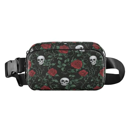 Valentine Romantische Umhängetasche mit rotem Totenkopf-Motiv, für Herren und Damen, Mini-Reißverschluss, Gürteltasche mit verstellbarem Riemen für Reisen, Urlaub, Laufen Valentine Romantische Umhängetasche mit rotem Totenkopf-Motiv, für Herren und Damen, Mini-Reißverschluss, Gürteltasche mit verstellbarem Riemen für Reisen, Urlaub, Laufen von tplaotee