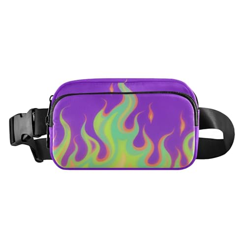 Violette fluoreszierende coole Flamme, stilvolle Gürteltasche für Damen und Herren, Mehrzweck-Schultertasche, Reisezubehör mit verstellbarem Gurt für Reisen, Urlaub, Laufen von tplaotee