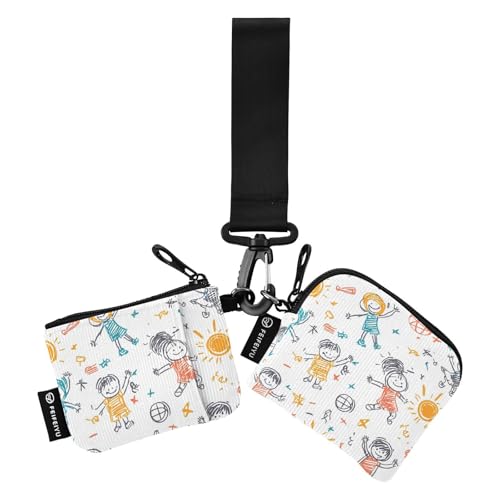 Volleyball Childish Doodles Damen Geldbörsen Kartenetuis Slim Portable Reißverschluss Münzbörse Geldbörse Geldbörse mit Reißverschluss Münzfach für Herren 2 Stück, Volleyball kindliche Kritzeleien, 1 von tplaotee