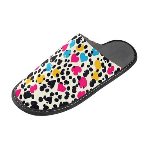 Warme Hausschuhe für Damen, mit Gepardenhaut-Aufdruck, Texas, Hold'em, mit Memory-Schaum, für Haus, Schlafzimmer, Gepardenfell-Druck, Texas Hold Em, 36/37 EU von tplaotee