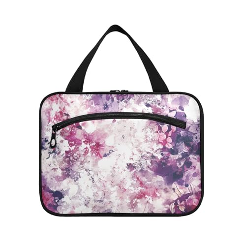 Wasserfarben-Stil, abstrakte Kunst, lila, hängendes Reise-Set für Herren mit Haken, multifunktionaler wasserdichter Designer-Kulturbeutel für Damen, ein Muss für die Arbeit Wasserfarben-Stil, abstrakte Kunst, lila, hängendes Reise-Set für Herren mit Haken, multifunktionaler wasserdichter Designer-Kulturbeutel für Damen, ein Muss für die Arbeit von tplaotee