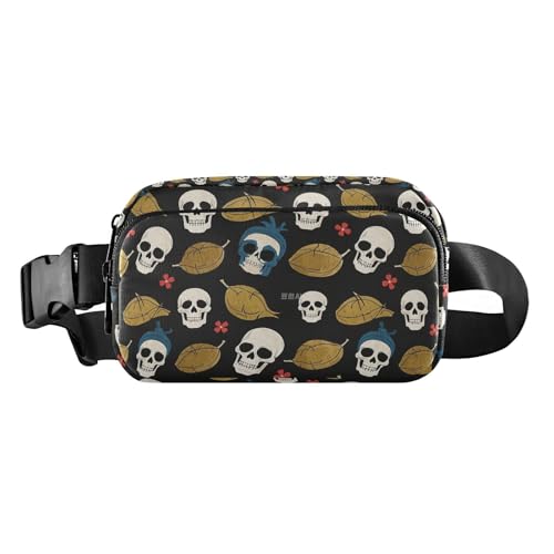 Weiße Totenkopf-Gürteltasche für Damen, Herren, Teenager, Mehrzweck-Bauchtasche mit verstellbarem Riemen für Reisen, Einkaufen, Laufen von tplaotee