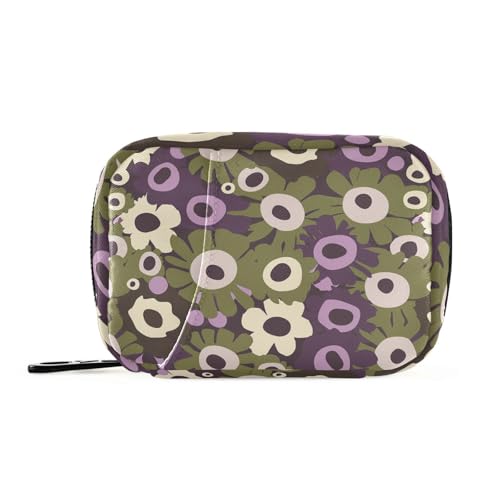 Weiße lila runde Blumenbeutel mit abnehmbaren Fächern, praktischer Medikamentententaschen-Organizer von tplaotee