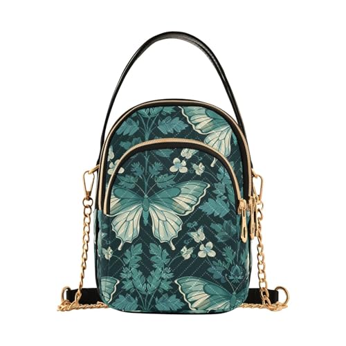 William Morris Butterfly Teal trendige Packungen für Damen, Crossbody mit mehreren Taschen, Handtaschen für Frauen als Geburtstagsgeschenke von tplaotee
